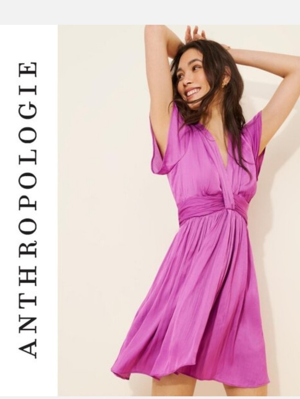 By Anthropologie Amethyst Purple Satin Mini Dress 8 NWT MSRP $148